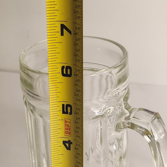 2/$30 Vtg Anchor Hocking Glass 10oz Footed & Ribbed Heavy Duty Handled Mugs - Picture 8 of 8